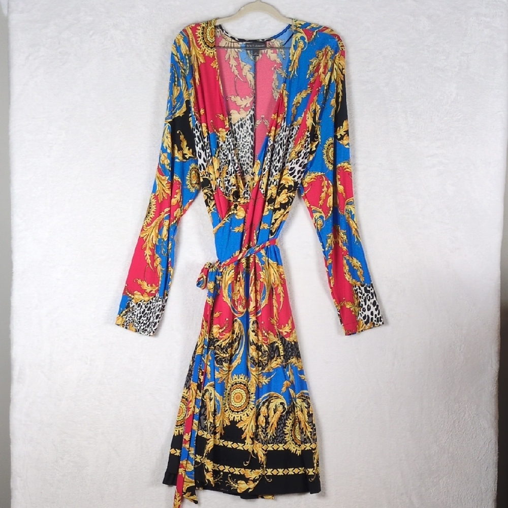 Bold Elements Womens Colorful Long Sleeve Wrap Dress Size 2X